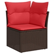 Pemberly Row Poly Rattan Sofa Set With Cushions And Storage in Brown And Red