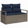 Pemberly Row 6 Pcs Poly Rattan Sofa Set With Cushions Manual in Gray And Navy