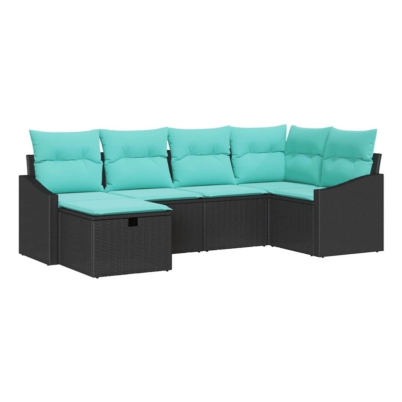 Pemberly Row Contemporary 3 Pcs Poly Rattan Sofa Set With Cushions