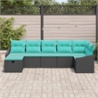 Pemberly Row Contemporary 5 Pcs Poly Rattan Sofa Set With Cushions