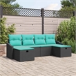Pemberly Row Contemporary 5 Pcs Poly Rattan Sofa Set With Cushions