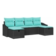 Pemberly Row Contemporary 5 Pcs Poly Rattan Sofa Set With Cushions