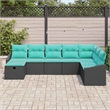 Pemberly Row Contemporary 5 Pcs Poly Rattan Sofa Set With Cushions