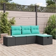 Pemberly Row Contemporary 4 Pcs Poly Rattan Sofa Set With Cushions