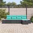 Pemberly Row Contemporary 4 Pcs Poly Rattan Sofa Set With Cushions