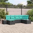 Pemberly Row Contemporary 7 Pcs Poly Rattan Sofa Set With Cushions