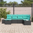 Pemberly Row Contemporary 7 Pcs Poly Rattan Sofa Set With Cushions