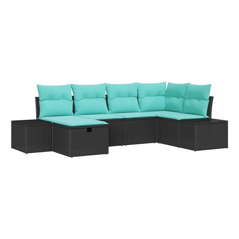 Pemberly Row Contemporary 7 Pcs Poly Rattan Sofa Set With Cushions