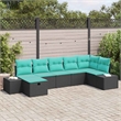 Pemberly Row Contemporary 5 Pcs Poly Rattan Sofa Set With Cushions