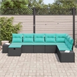 Pemberly Row 8 Pcs Black Poly Rattan Garden Sofa Set With Pillows