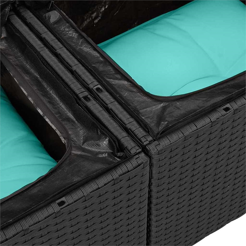 Pemberly Row 8 Pcs Black Poly Rattan Garden Sofa Set With Pillows