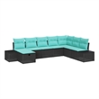 Pemberly Row 8 Pcs Black Poly Rattan Garden Sofa Set With Pillows