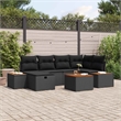 Pemberly Row Contemporary 7 Pcs Black Poly Rattan Garden Sofa Set