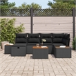 Pemberly Row Contemporary 7 Pcs Black Poly Rattan Garden Sofa Set