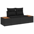 Pemberly Row Contemporary 7 Pcs Black Poly Rattan Garden Sofa Set