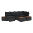 Pemberly Row Contemporary 7 Pcs Black Poly Rattan Garden Sofa Set