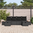 Pemberly Row Contemporary 6 Pcs Black Poly Rattan Garden Sofa Set