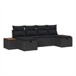 Pemberly Row Contemporary 6 Pcs Black Poly Rattan Garden Sofa Set