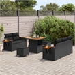 Pemberly Row 8 Pcs Poly Rattan And Powder-Coated Steel Garden Sofa Set in Black
