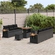 Pemberly Row Contemporary 10 Pcs Black Garden Sofa Set With Cushions