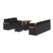 Pemberly Row Contemporary 10 Pcs Black Garden Sofa Set With Cushions