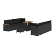 Pemberly Row Contemporary 11 Pcs Black Garden Sofa Set With Cushions