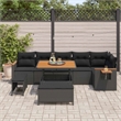 Pemberly Row 9 Pcs Poly Rattan And Powder-Coated Steel Garden Sofa Set in Black
