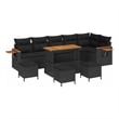 Pemberly Row Contemporary 10 Pcs Black Garden Sofa Set With Cushions
