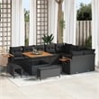 Pemberly Row Contemporary 12 Pcs Black Garden Sofa Set With Cushions