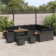 Pemberly Row Contemporary 13 Pcs Black Garden Sofa Set With Cushions