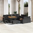 Pemberly Row Contemporary 13 Pcs Black Garden Sofa Set With Cushions