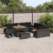 Pemberly Row Contemporary 13 Pcs Black Garden Sofa Set With Cushions