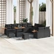 Pemberly Row Contemporary 13 Pcs Black Garden Sofa Set With Cushions