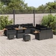 Pemberly Row Contemporary 13 Pcs Black Garden Sofa Set With Cushions