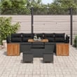 Pemberly Row Contemporary 10 Pcs Black Garden Sofa Set With Cushions