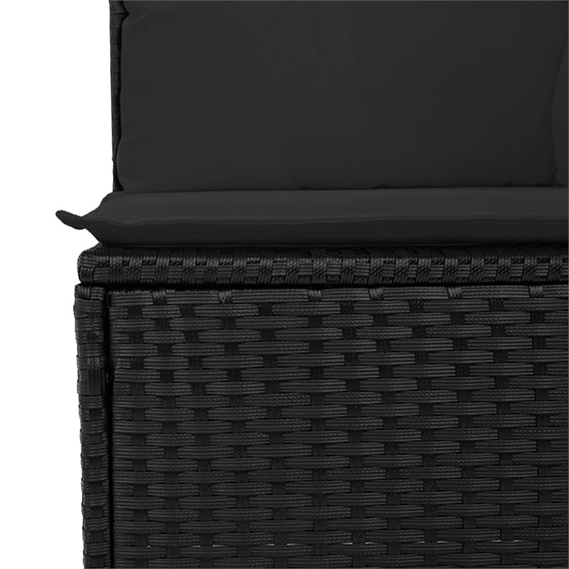 Pemberly Row 8 Pcs Poly Rattan And Powder-Coated Steel Garden Sofa Set in Black