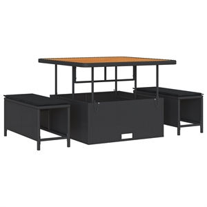 Pemberly Row 8 Pcs Poly Rattan And Powder-Coated Steel Garden Sofa Set in Black