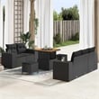 Pemberly Row 8 Pcs Poly Rattan Garden Sofa Set With Cushions in Black