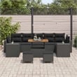 Pemberly Row 10 Pcs Garden Sofa Set With Cushions And Storage in Black