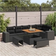 Pemberly Row 9 Pcs Poly Rattan Garden Sofa Set With Cushions in Black