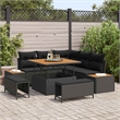 Pemberly Row 8 Pcs Poly Rattan Garden Sofa Set With Cushions in Black