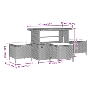 Pemberly Row 14 Pcs Poly Rattan Garden Sofa Set With Cushions in Black
