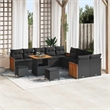 Pemberly Row 17 Pcs Poly Rattan Garden Sofa Set With Cushions in Black