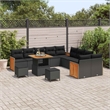 Pemberly Row 17 Pcs Poly Rattan Garden Sofa Set With Cushions in Black