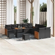 Pemberly Row 17 Pcs Poly Rattan Garden Sofa Set With Cushions in Black