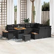 Pemberly Row 12 Pcs Poly Rattan Garden Sofa Set With Cushions in Black