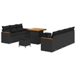 Pemberly Row 14 Pcs Poly Rattan Garden Sofa Set With Cushions in Black