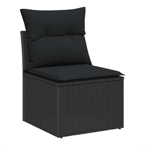 Pemberly Row 14 Pcs Poly Rattan Garden Sofa Set With Cushions in Black