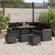 Pemberly Row 8 Pcs Poly Rattan Garden Sofa Set With Cushions in Black