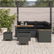 Pemberly Row 8 Pcs Poly Rattan Garden Sofa Set With Cushions in Black